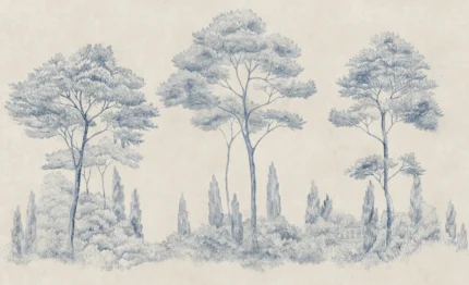 Andrea Blue Botanical Mural by Sandberg