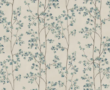 Laura Blue Leaf Mural by Sandberg