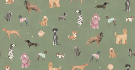 Taiga and Friends Green Playful Mural by Sandberg