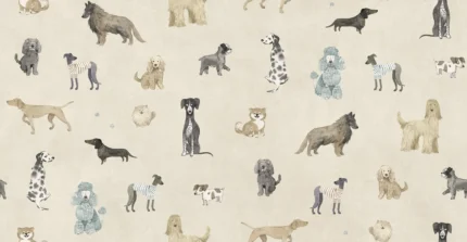 Taiga and Friends Beige Playful Mural by Sandberg