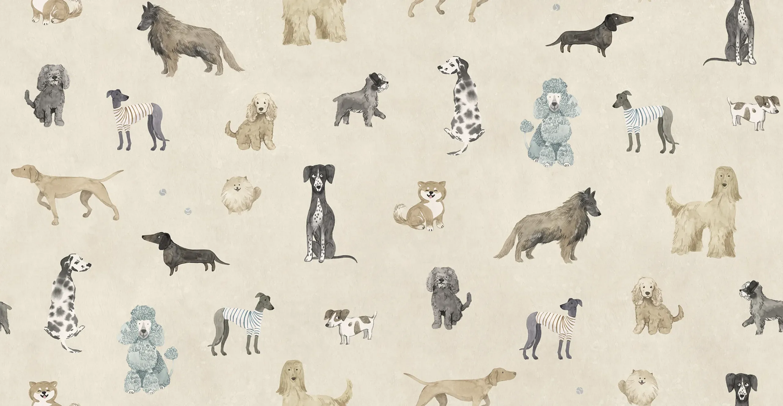 Taiga and Friends Beige Playful Mural by Sandberg