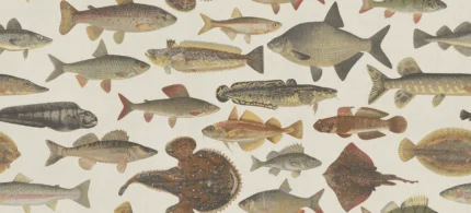 Scandinavian Fish Beige Playful Mural by Sandberg
