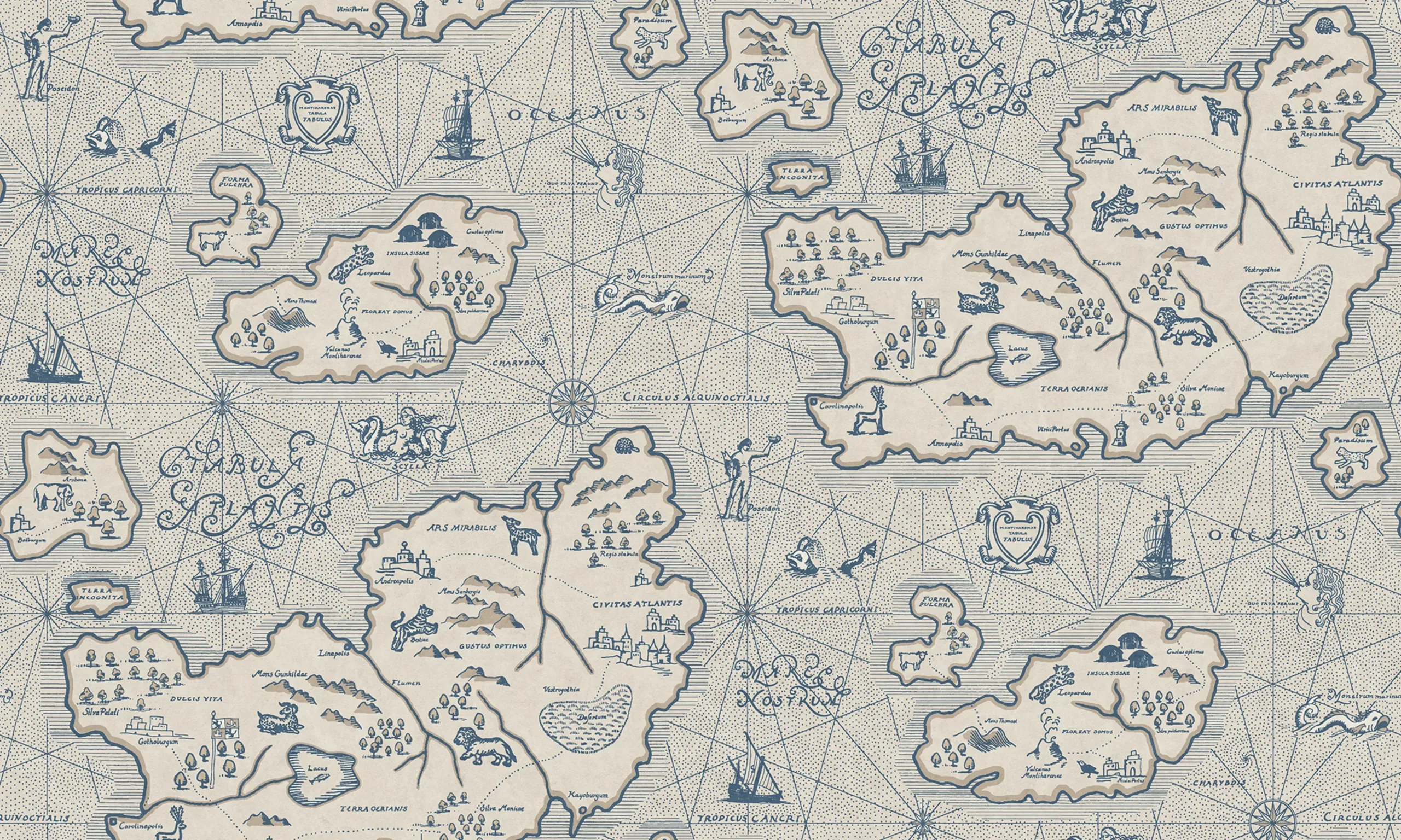 Ferdinand Blue Small Pattern Mural by Sandberg