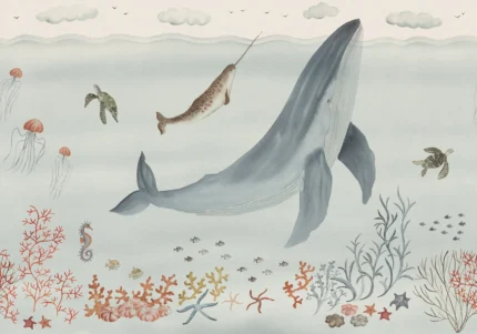 Sally Blue Playful Mural by Sandberg