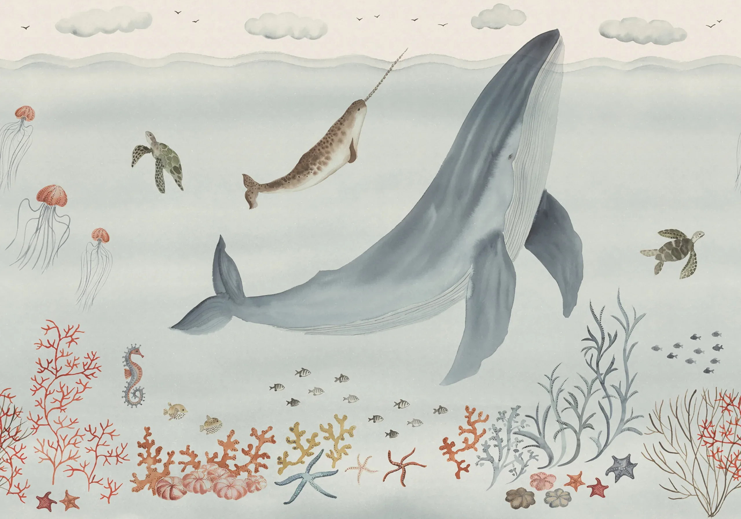 Sally Blue Playful Mural by Sandberg
