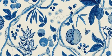 Tree of Life Blue Botanical Mural by Sandberg