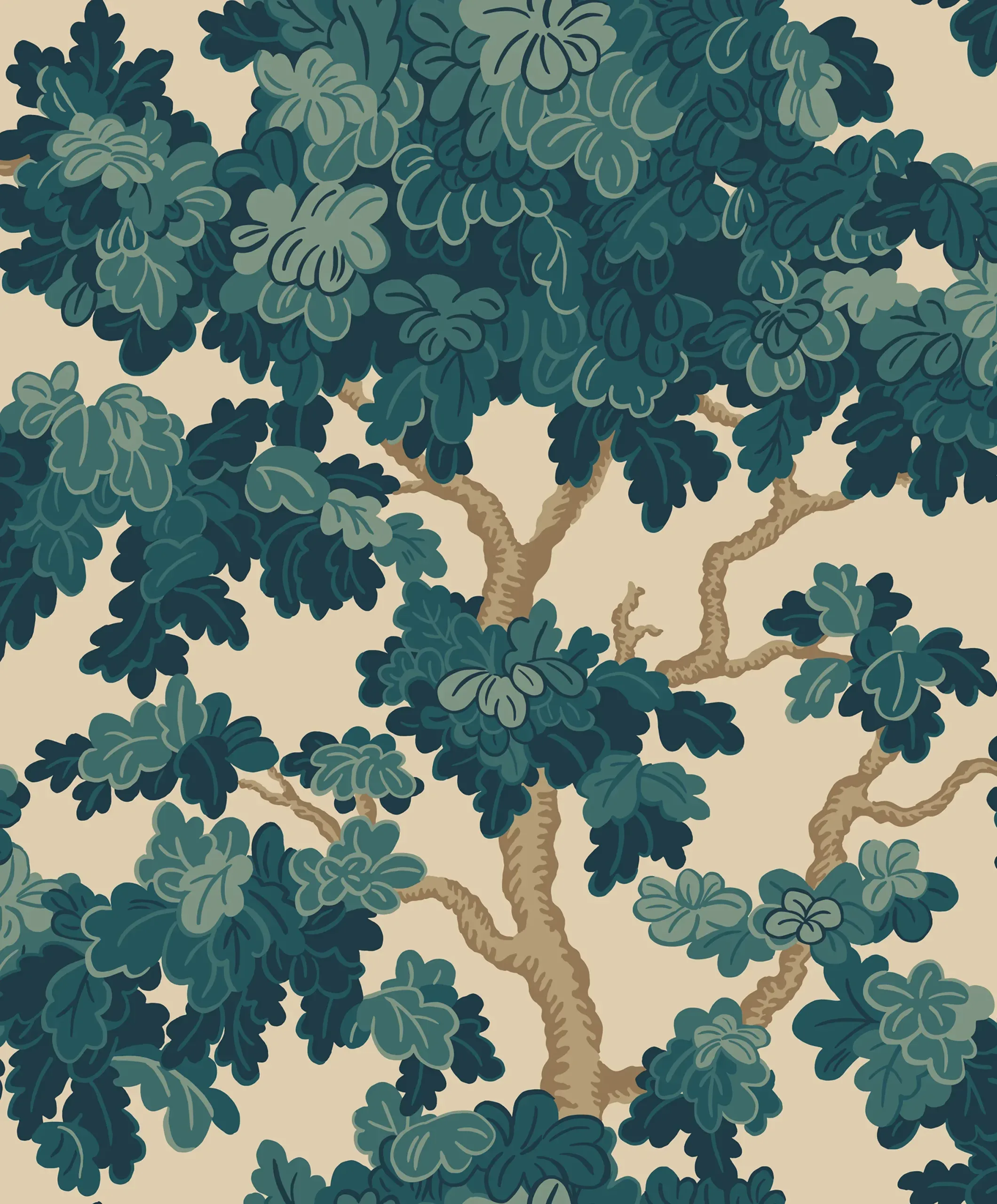 Eken Teal Botanical Wallpaper by Sandberg