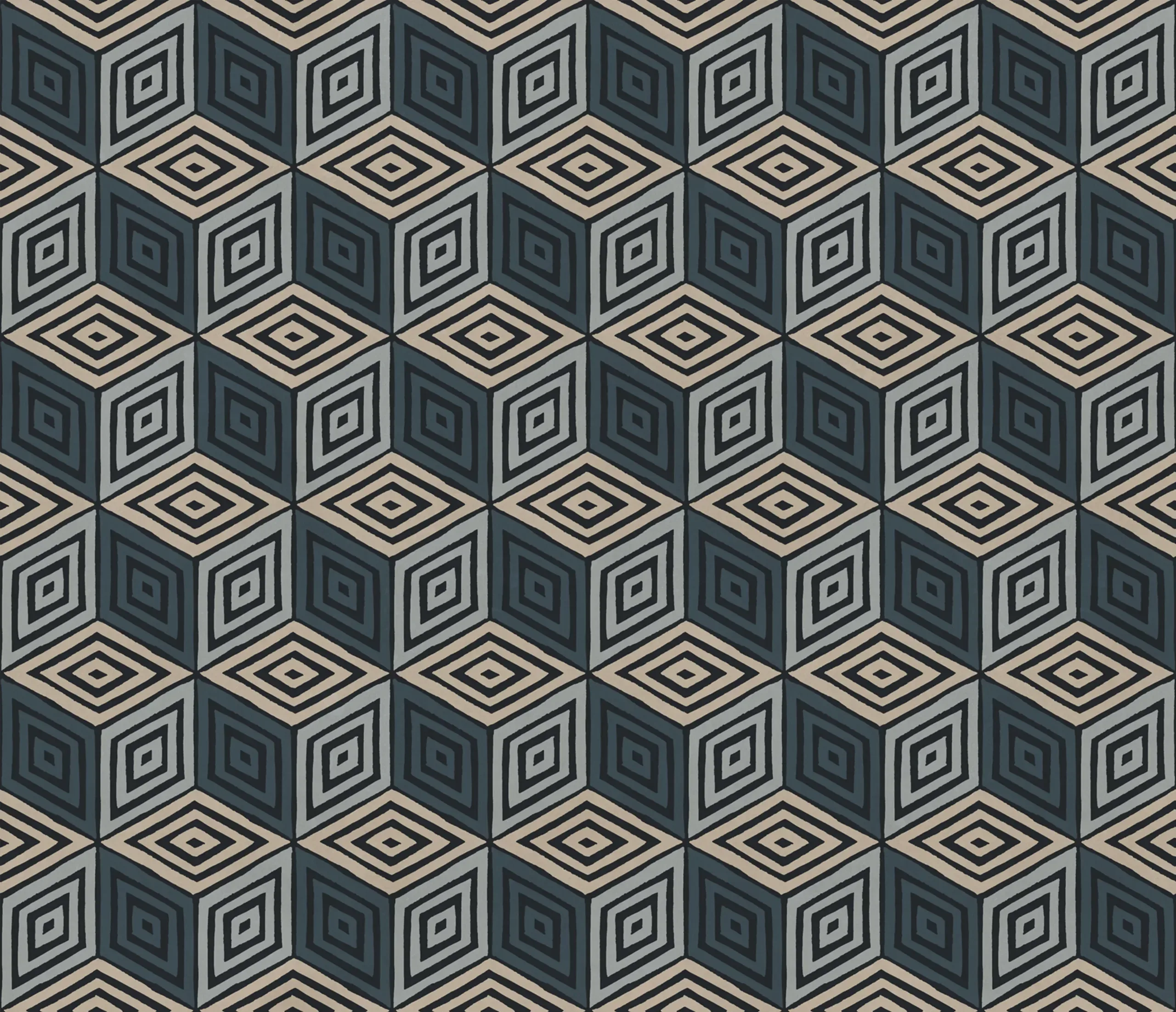 Chiara Dark Blue Small Pattern Mural by Sandberg