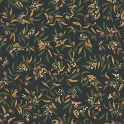 Olivia Charcoal Leaf Wallpaper by Sandberg