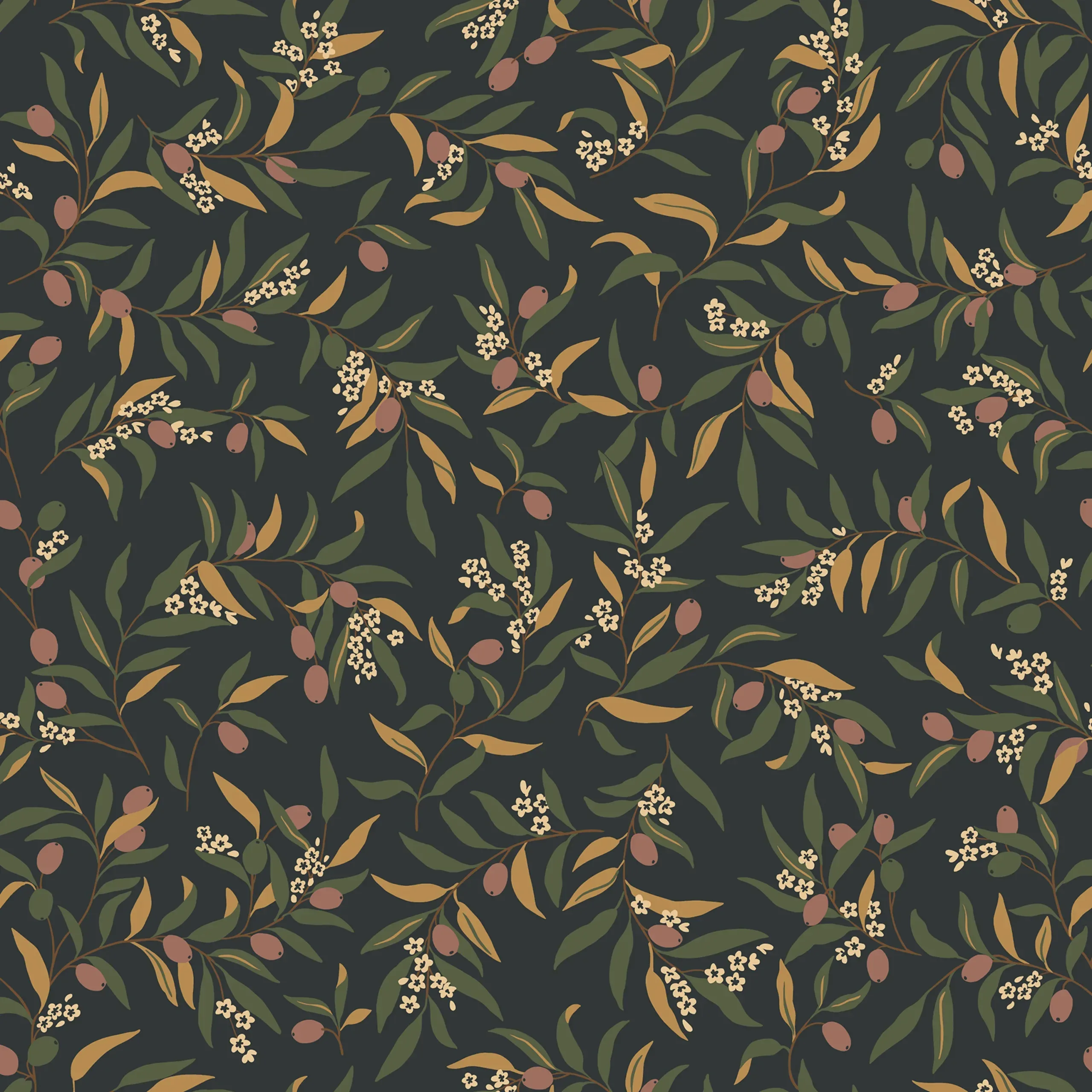 Olivia Charcoal Leaf Wallpaper by Sandberg