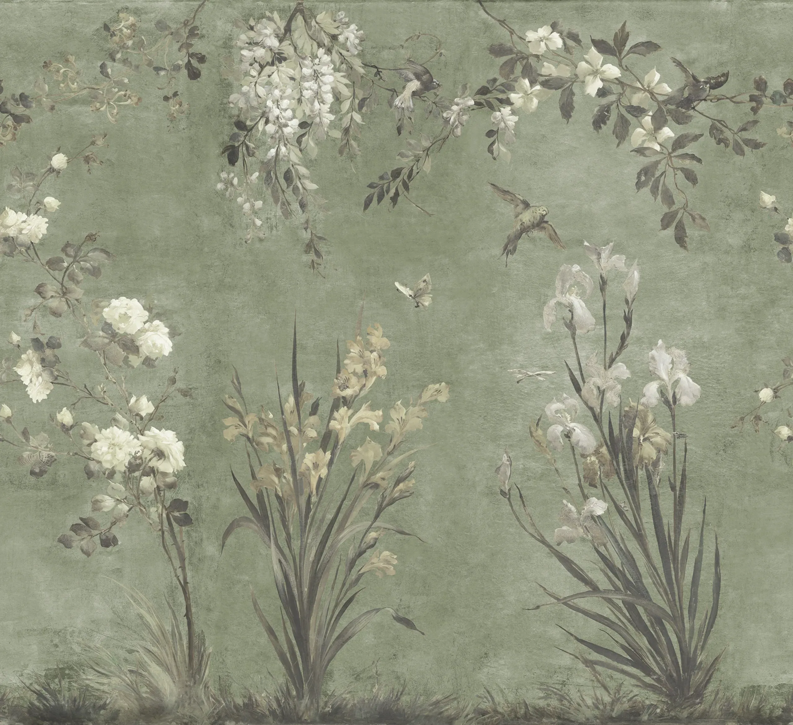 Nicola Sage Green Floral Mural by Sandberg