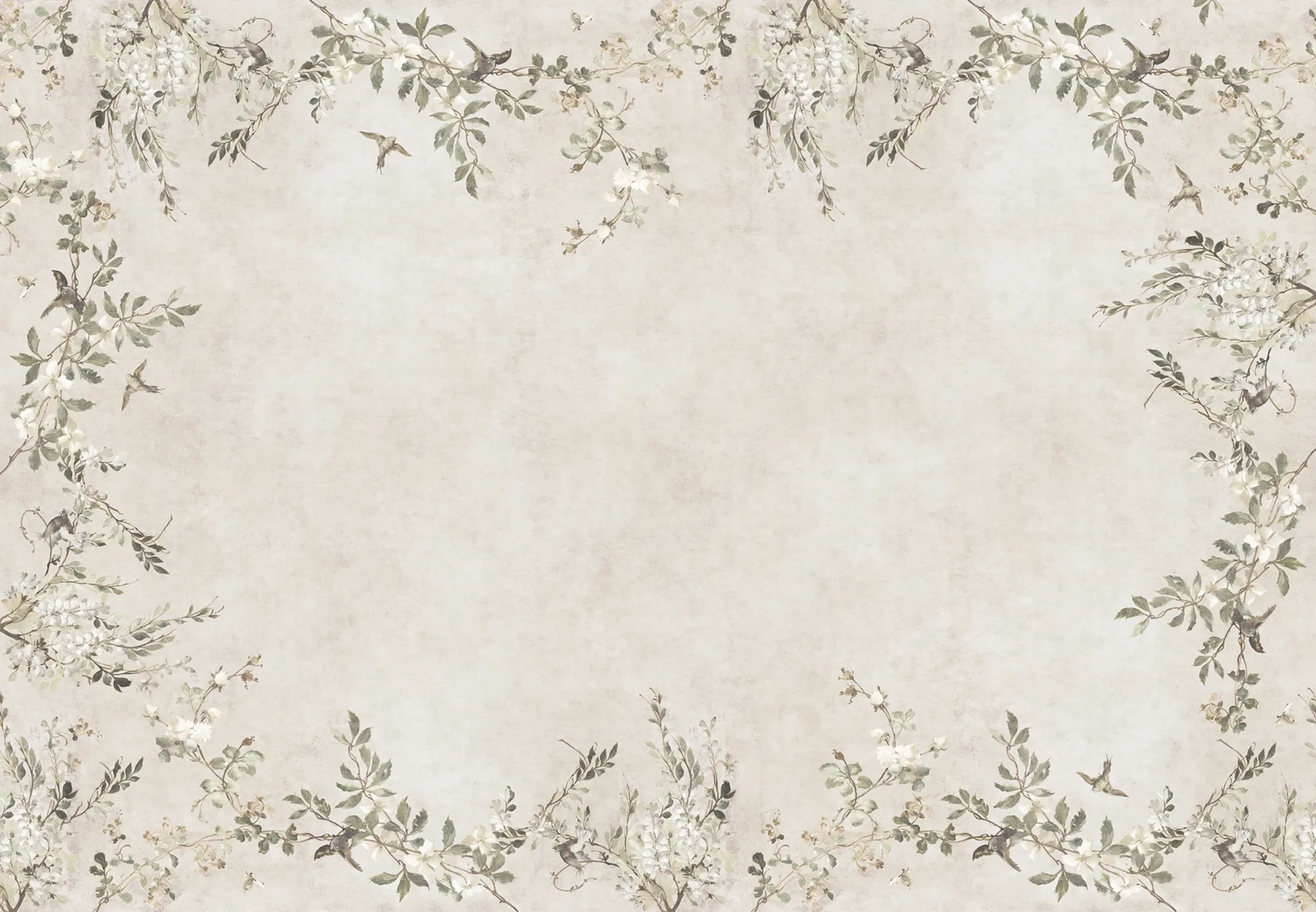 Luca Rectangle Sand Floral Mural by Sandberg