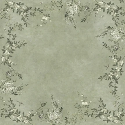 Luca Square Sage Green Garden Mural by Sandberg