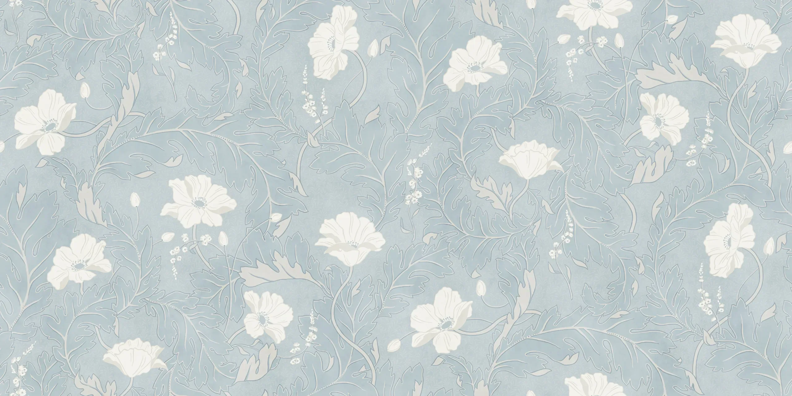Poppy Light Blue Floral Mural by Sandberg