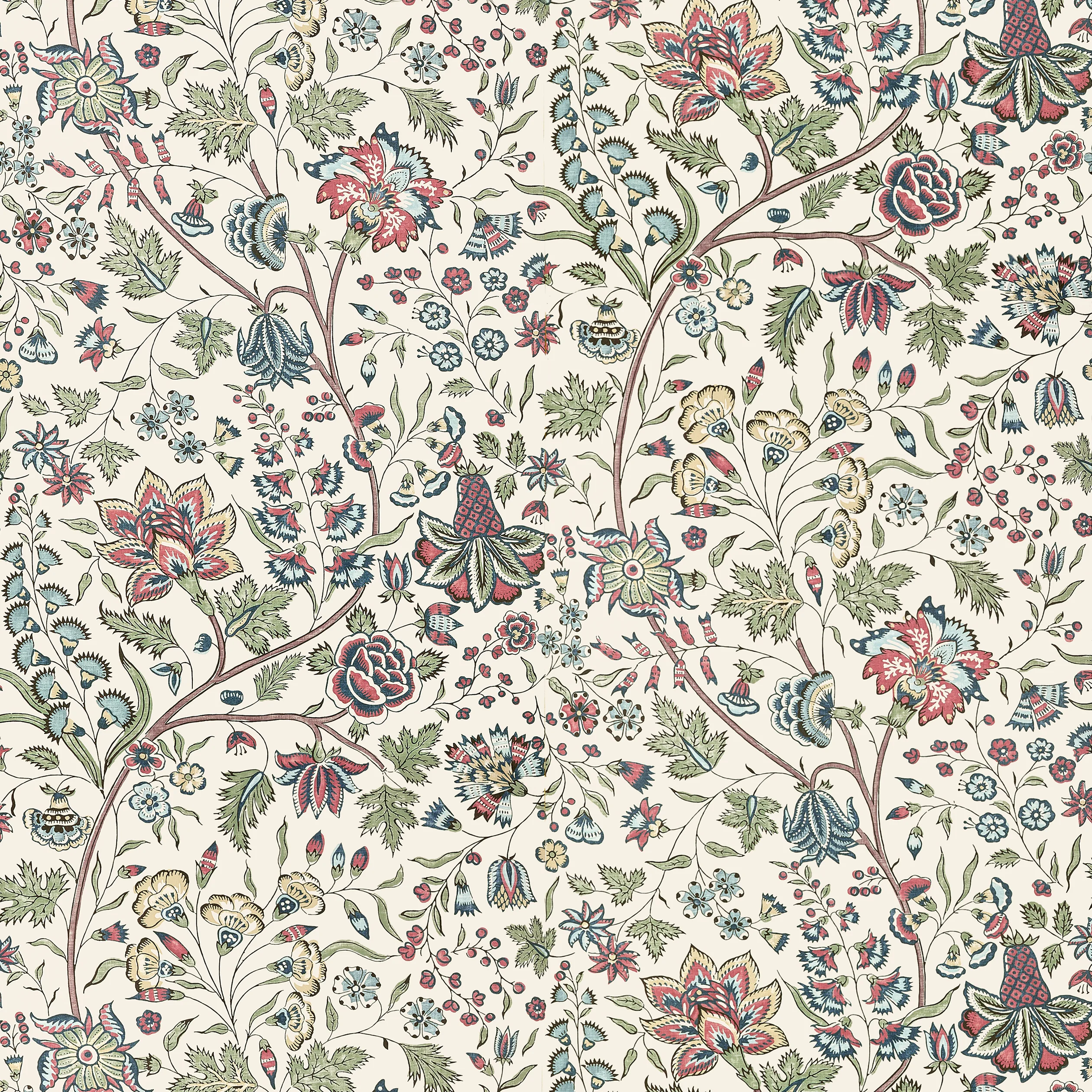 Thibaut FRANCOIS Wallpaper in Red and Blue (AT10724) Thibaut FRANCOIS Red and Blue Clermont Wallpaper AT10724