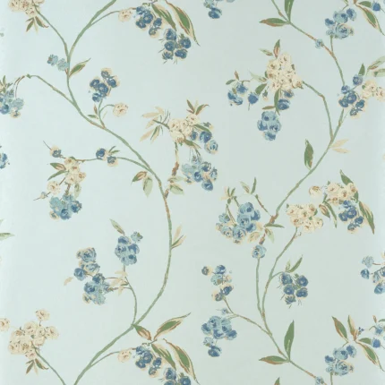 Thibaut EDO BLOOM wallpaper in Blue on Pearl