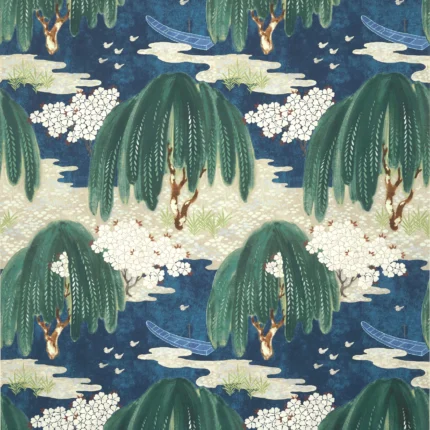 Thibaut WILLOW TREE wallpaper in Navy