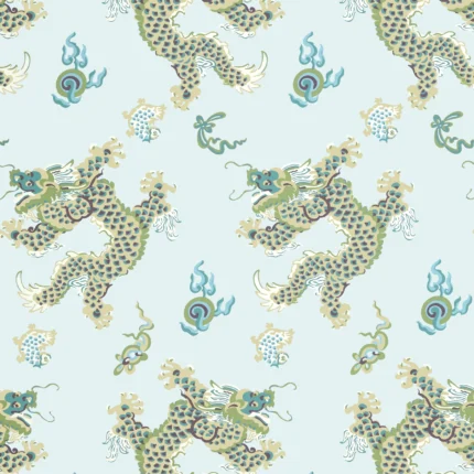 Thibaut DRAGON DANCE wallpaper in Spa Blue