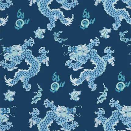 Thibaut DRAGON DANCE wallpaper in Navy