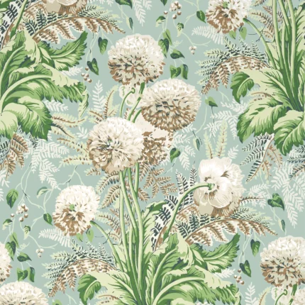 Thibaut DAHLIA wallpaper in Neutral on Robin's Egg