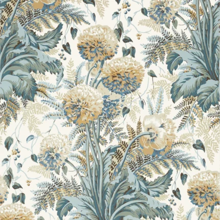 Thibaut DAHLIA wallpaper in Soft Gold on Cream
