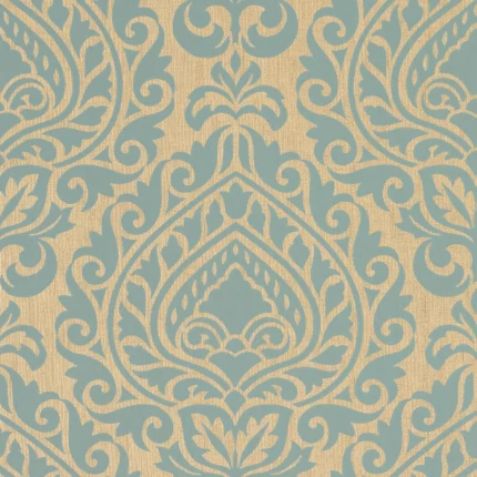 Thibaut ANNETTE wallpaper in Aqua on Metallic Champagne