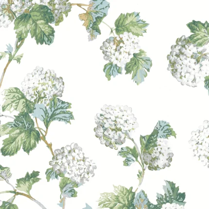 Thibaut SUSSEX HYDRANGEA White and Green Bristol Wallpaper AT57849