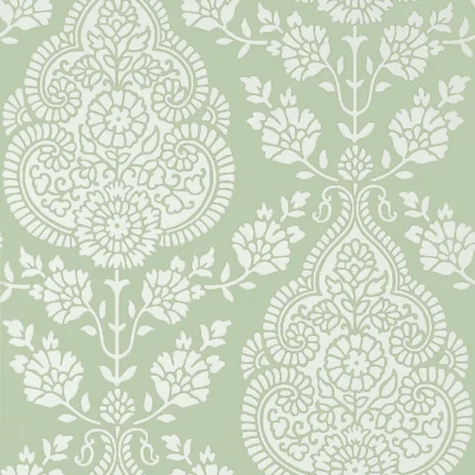 Thibaut BALMUCCIA DAMASK Soft Green Bristol Wallpaper AT57867
