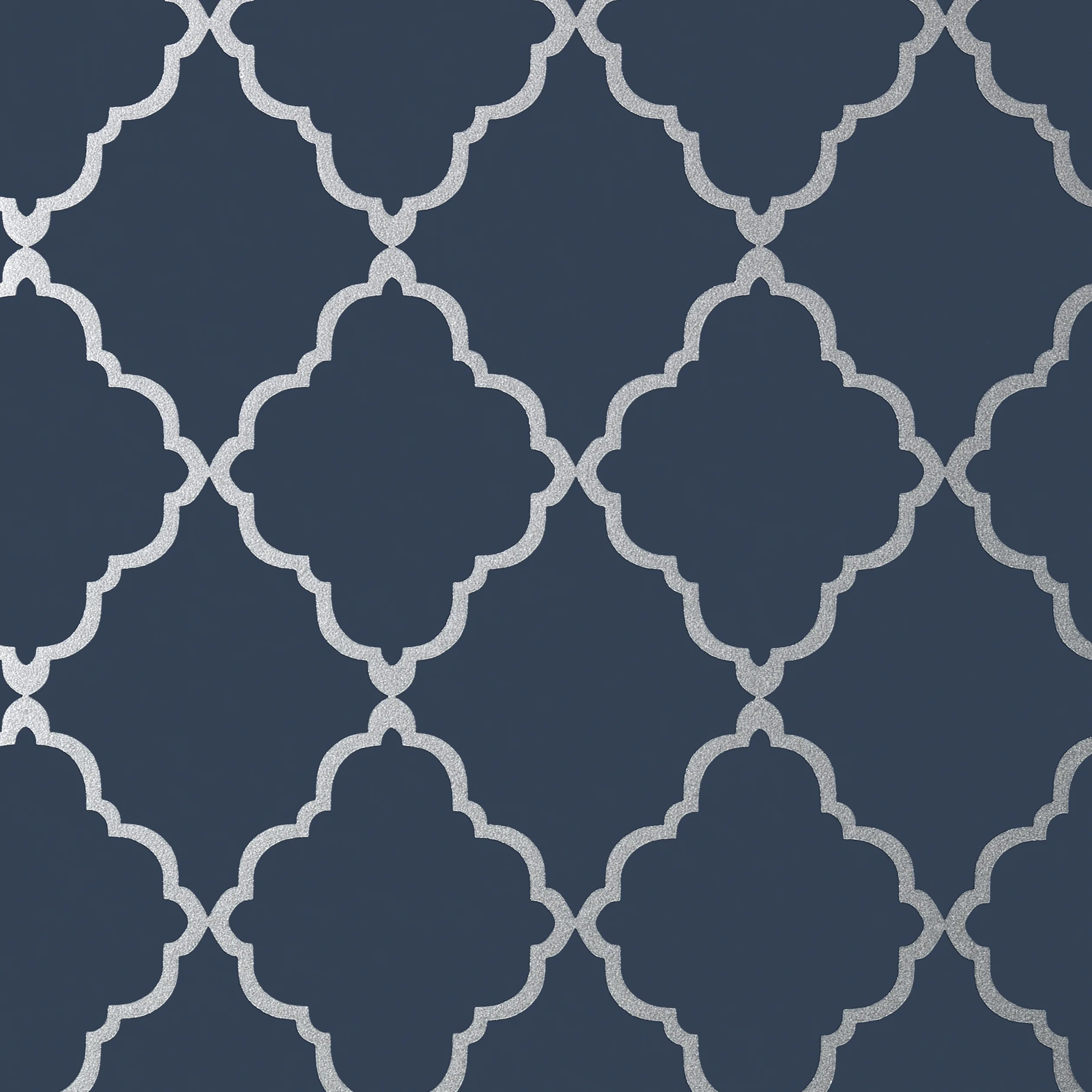 Thibaut KLEIN TRELLIS wallpaper in Silver on Navy