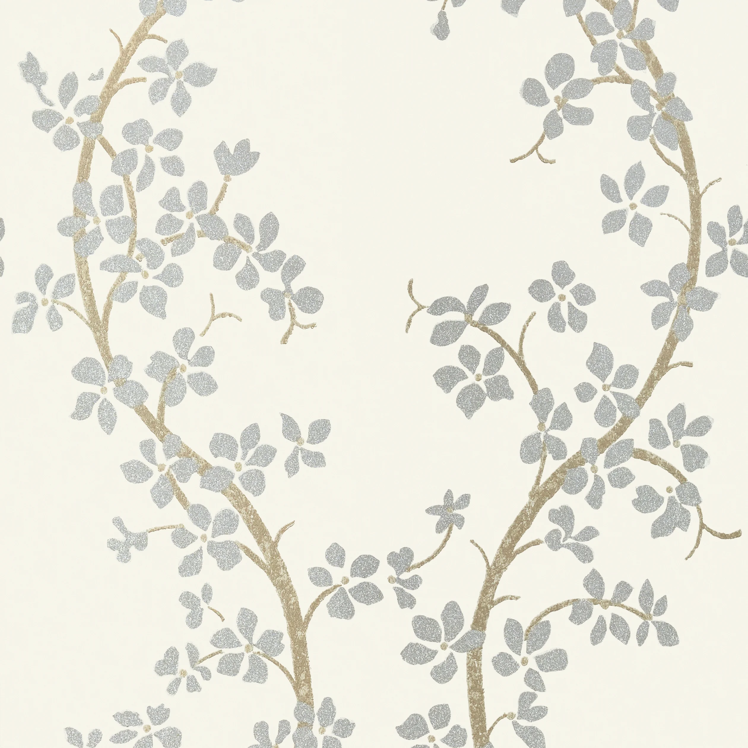 Thibaut ST. ALBANS GROVE wallpaper in Silver on Cream