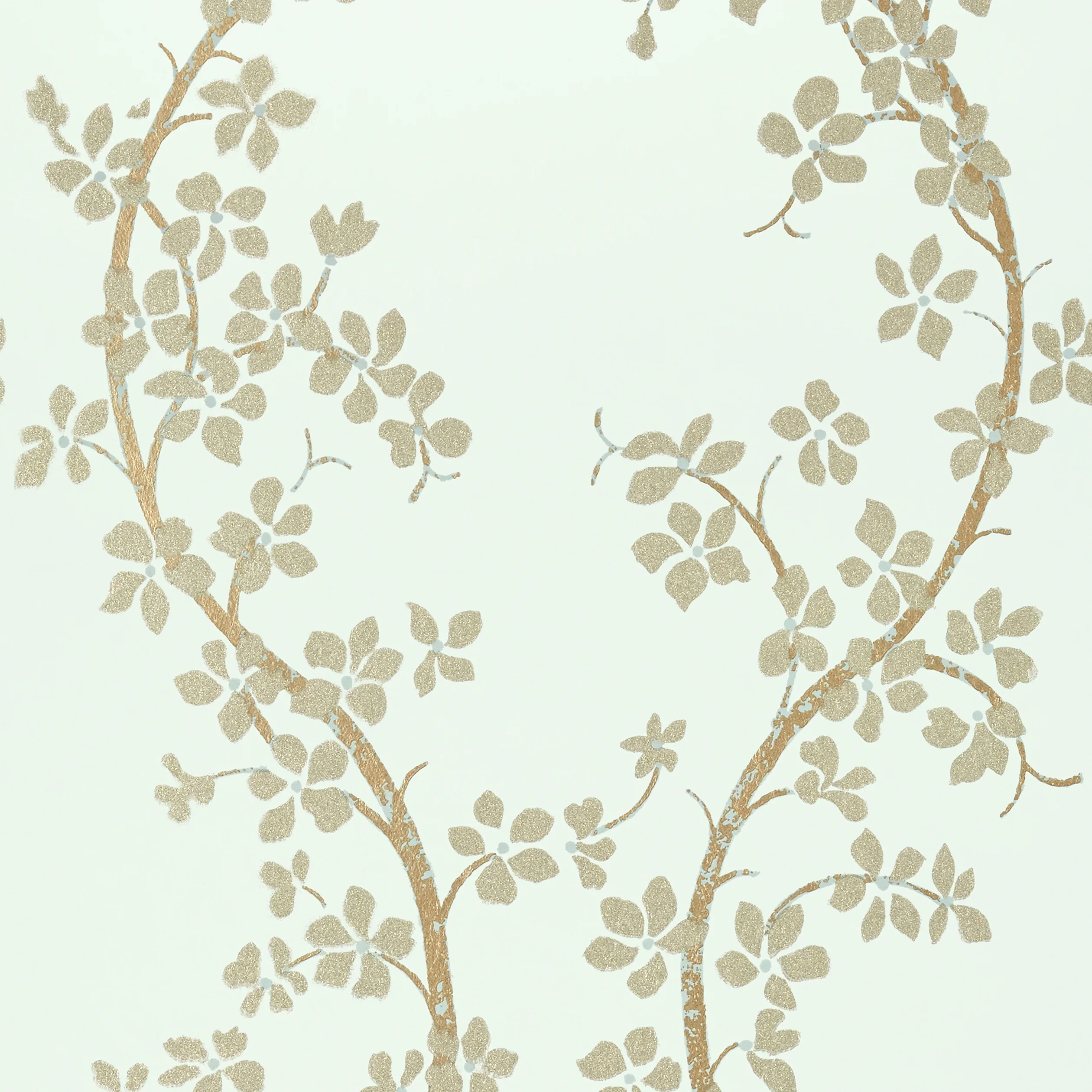 Thibaut ST. ALBANS GROVE wallpaper in Metallic Pewter on Aqua