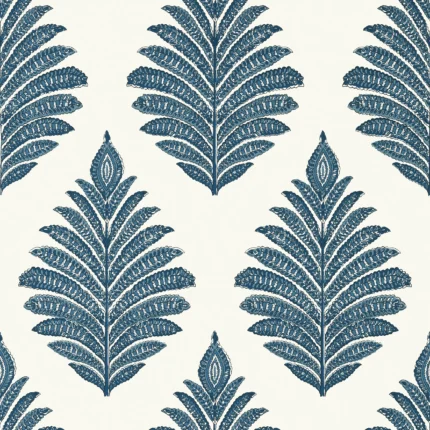Thibaut PALAMPORE LEAF wallpaper in Blue and White