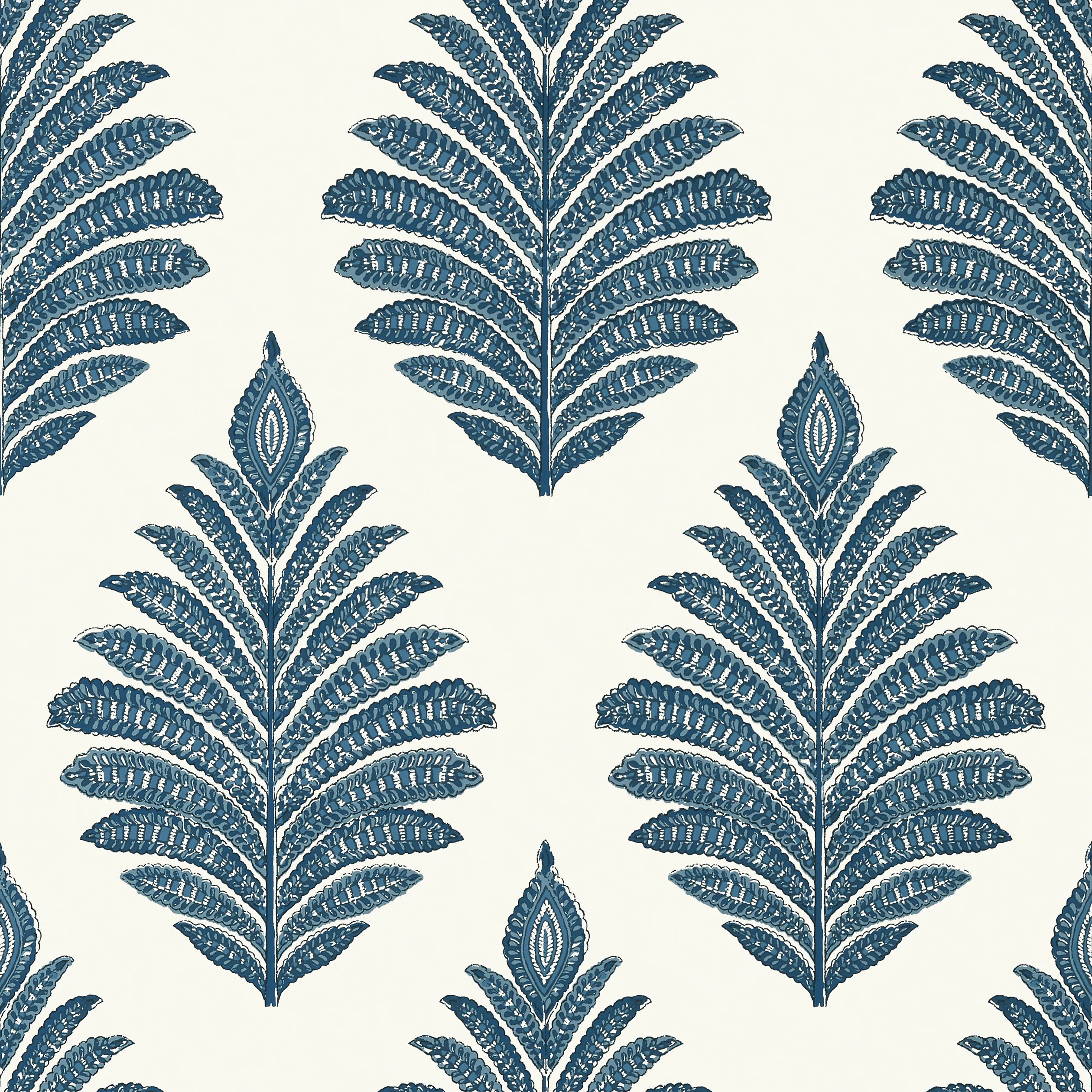Thibaut PALAMPORE LEAF Wallpaper in Blue and White (AT78725) Thibaut PALAMPORE LEAF wallpaper in Blue and White