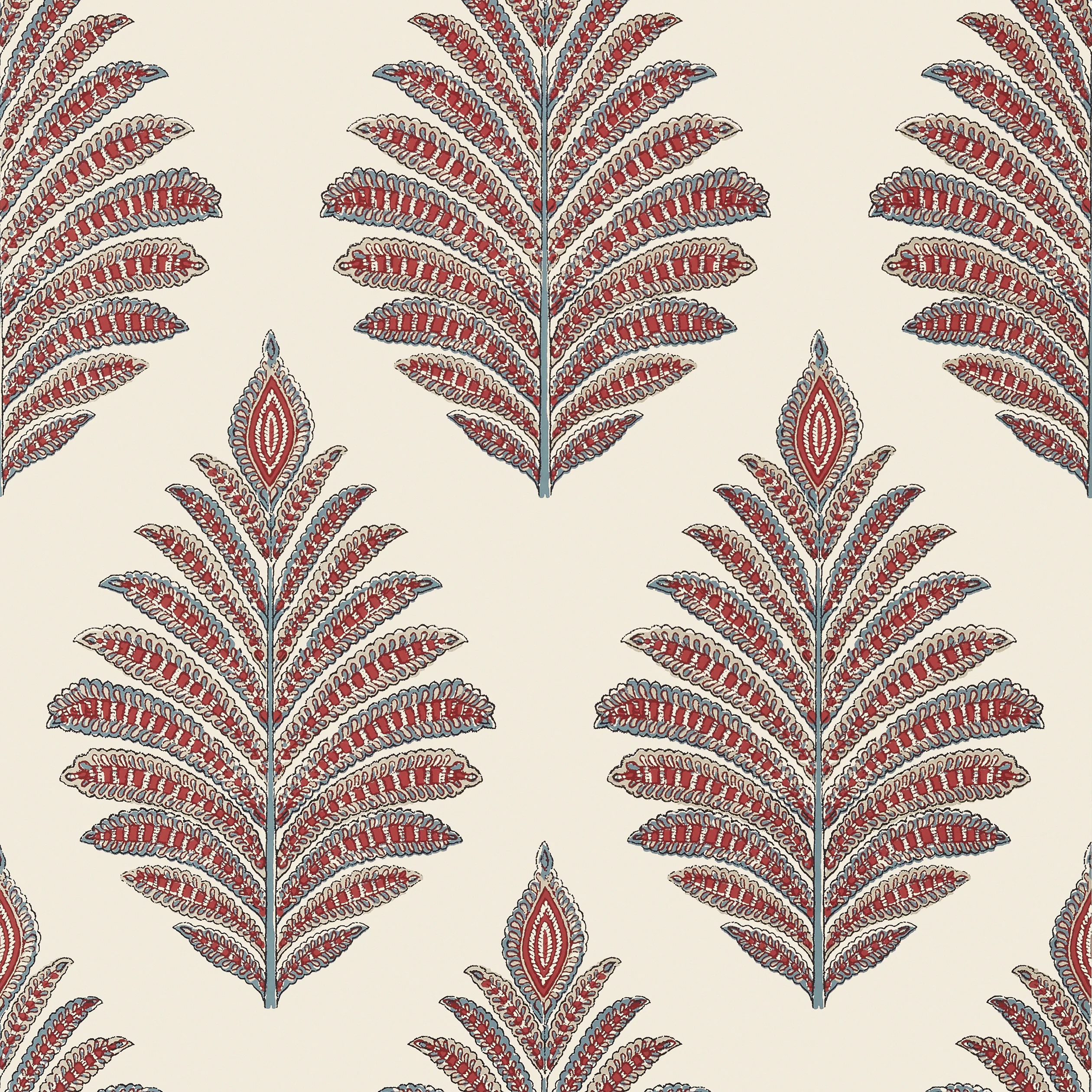 Thibaut PALAMPORE LEAF Wallpaper in Red and Blue (AT78726) Thibaut PALAMPORE LEAF wallpaper in Red and Blue
