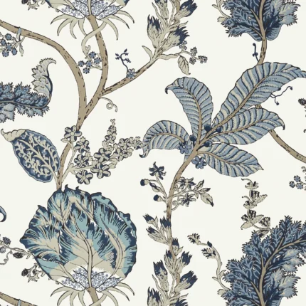 Thibaut KALAMKARI VINE wallpaper in Blue and White