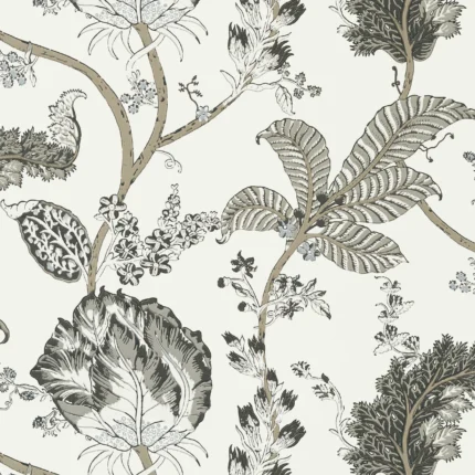 Thibaut KALAMKARI VINE wallpaper in Black and White