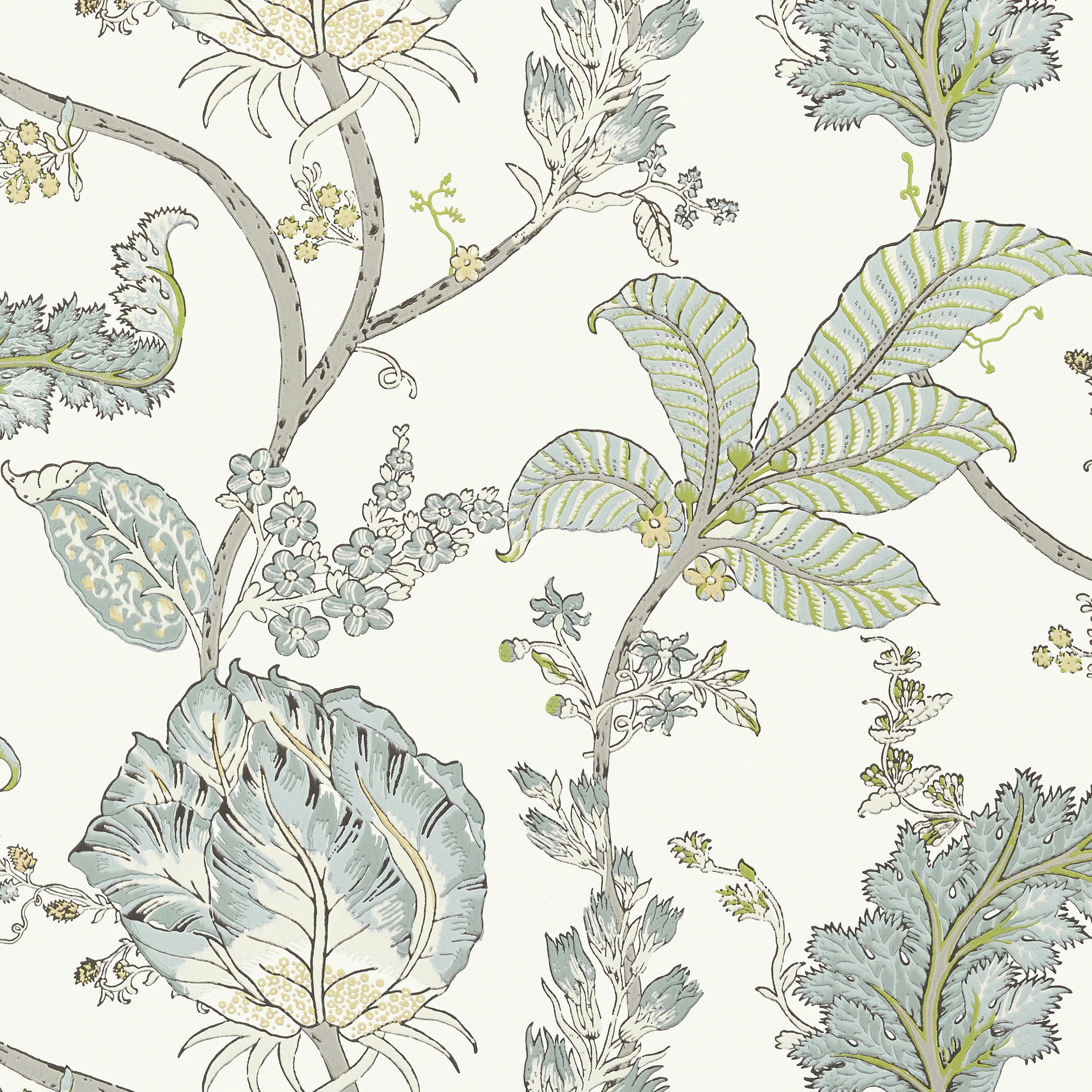 Thibaut KALAMKARI VINE Wallpaper in Yellow and Aqua (AT78740) Thibaut KALAMKARI VINE wallpaper in Yellow and Aqua