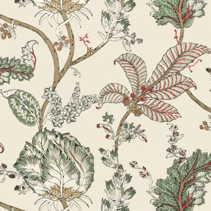Thibaut KALAMKARI VINE wallpaper in Red and Gold
