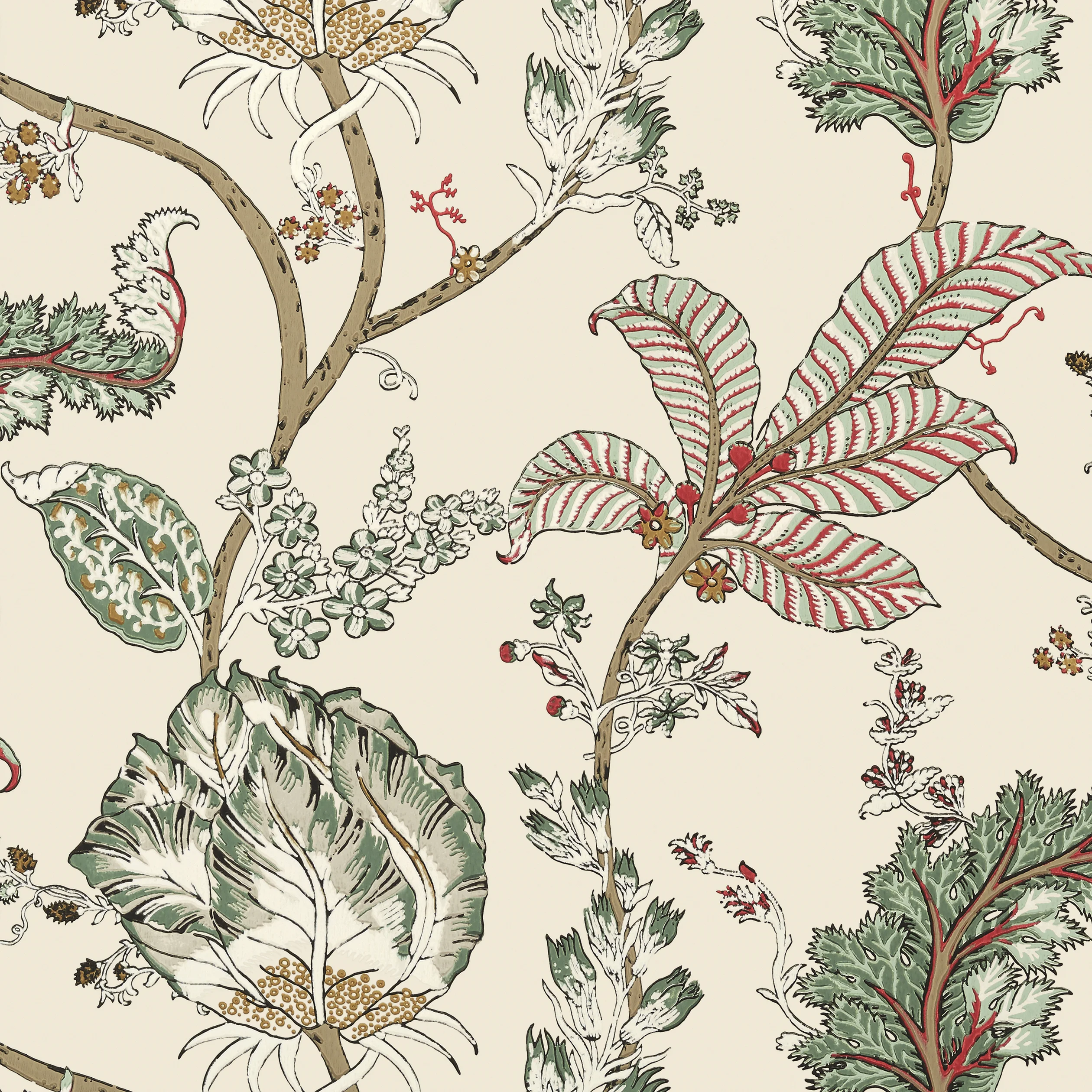 Thibaut KALAMKARI VINE Wallpaper in Red and Gold (AT78741) Thibaut KALAMKARI VINE wallpaper in Red and Gold