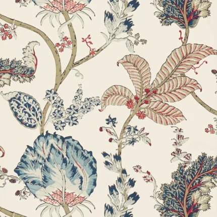 Thibaut KALAMKARI VINE wallpaper in Blue and Red