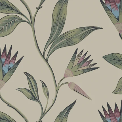 Thibaut CLEO VINE wallpaper in Plum and Blue