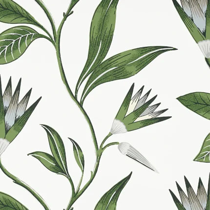 Thibaut CLEO VINE wallpaper in Green and White