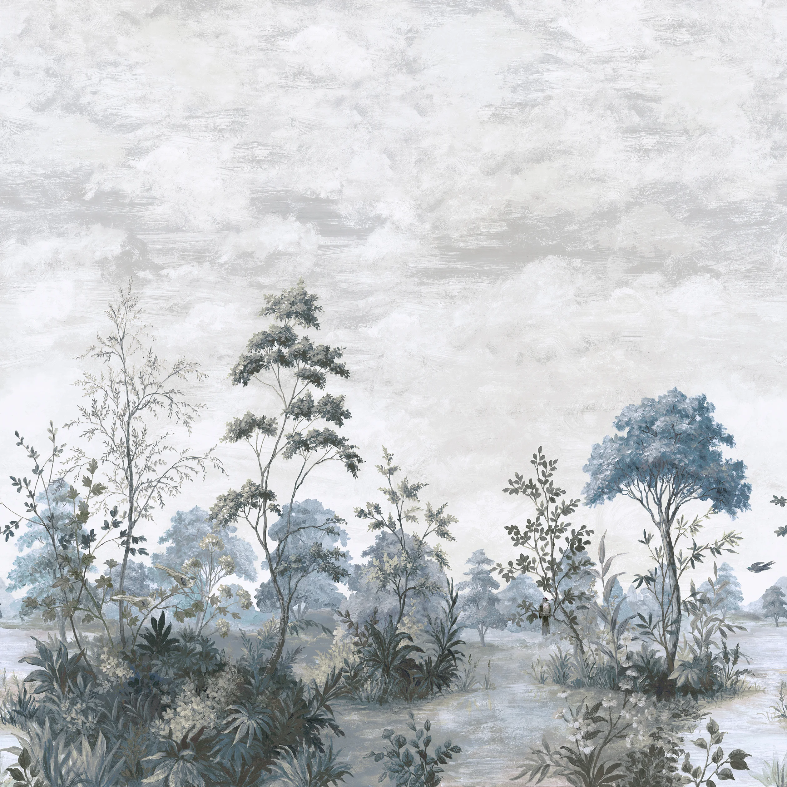 Thibaut CUMBRIA MURAL Wallpaper in Spa Blue on Pearl (ATM16152) Thibaut CUMBRIA MURAL wallpaper in Spa Blue on Pearl