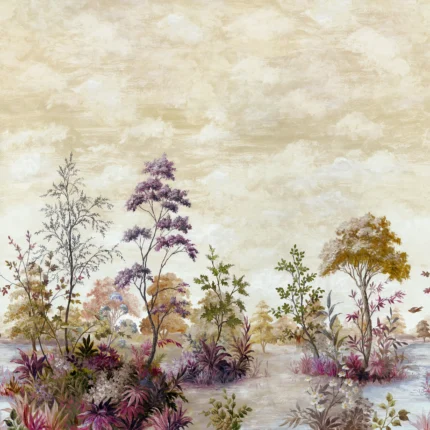 Thibaut CUMBRIA MURAL wallpaper in Eggplant on Pearl