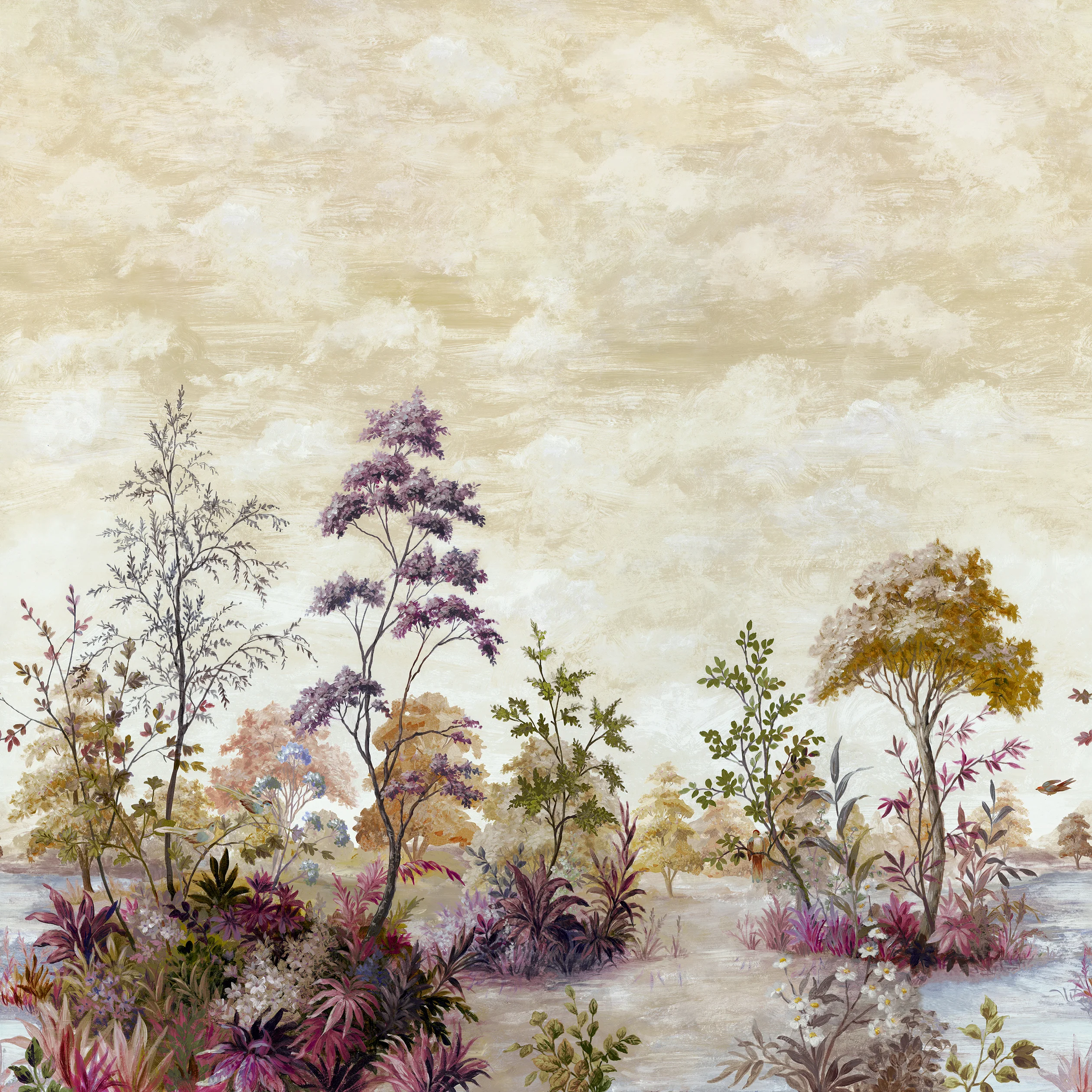 Thibaut CUMBRIA MURAL Wallpaper in Eggplant on Pearl (ATM16153) Thibaut CUMBRIA MURAL wallpaper in Eggplant on Pearl