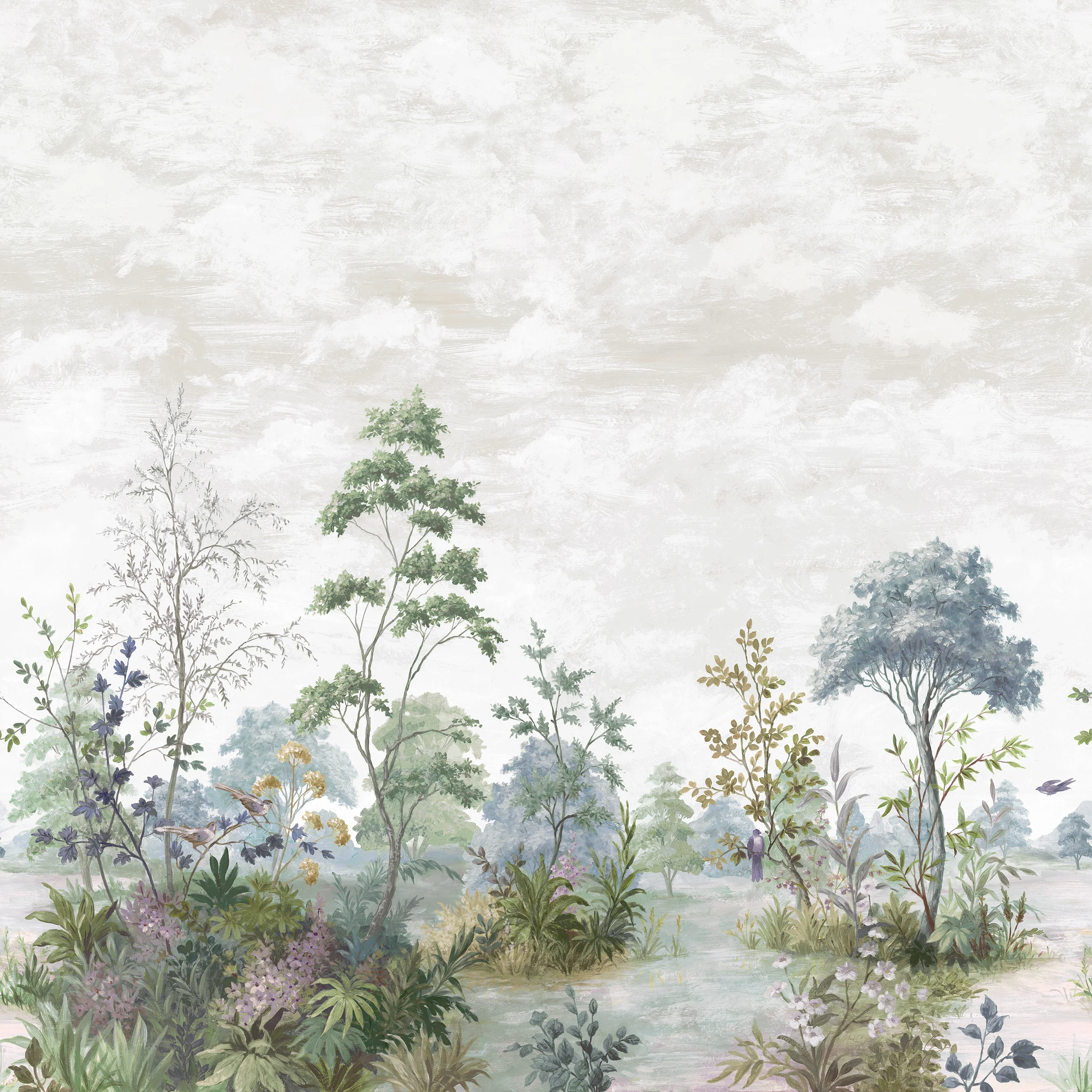 Thibaut CUMBRIA MURAL Wallpaper in Pale Blue and Green on Pearl (ATM16154) Thibaut CUMBRIA MURAL wallpaper in Pale Blue and Green on Pearl