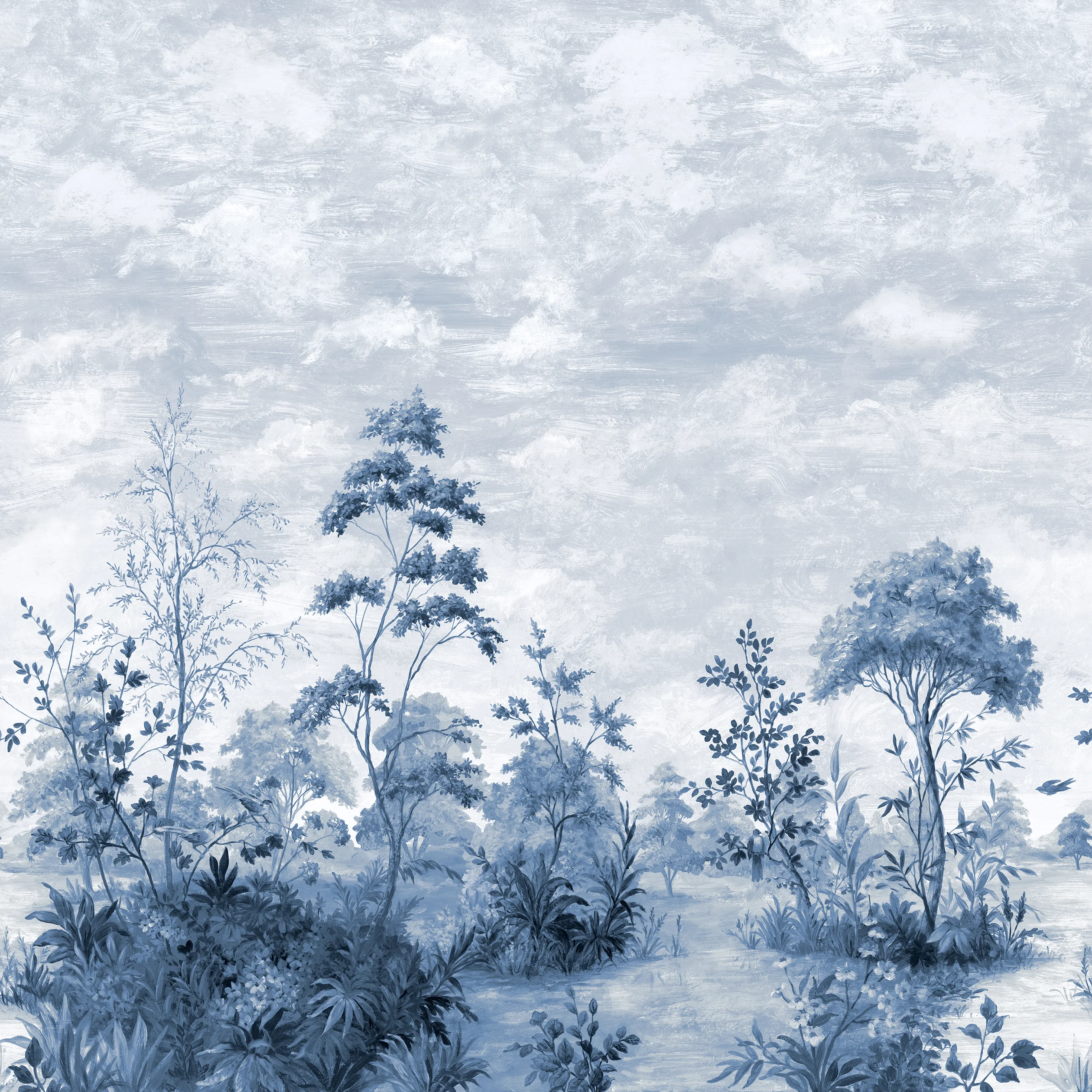 Thibaut CUMBRIA MURAL Wallpaper in Blue and White on Pearl (ATM16155) Thibaut CUMBRIA MURAL wallpaper in Blue and White on Pearl