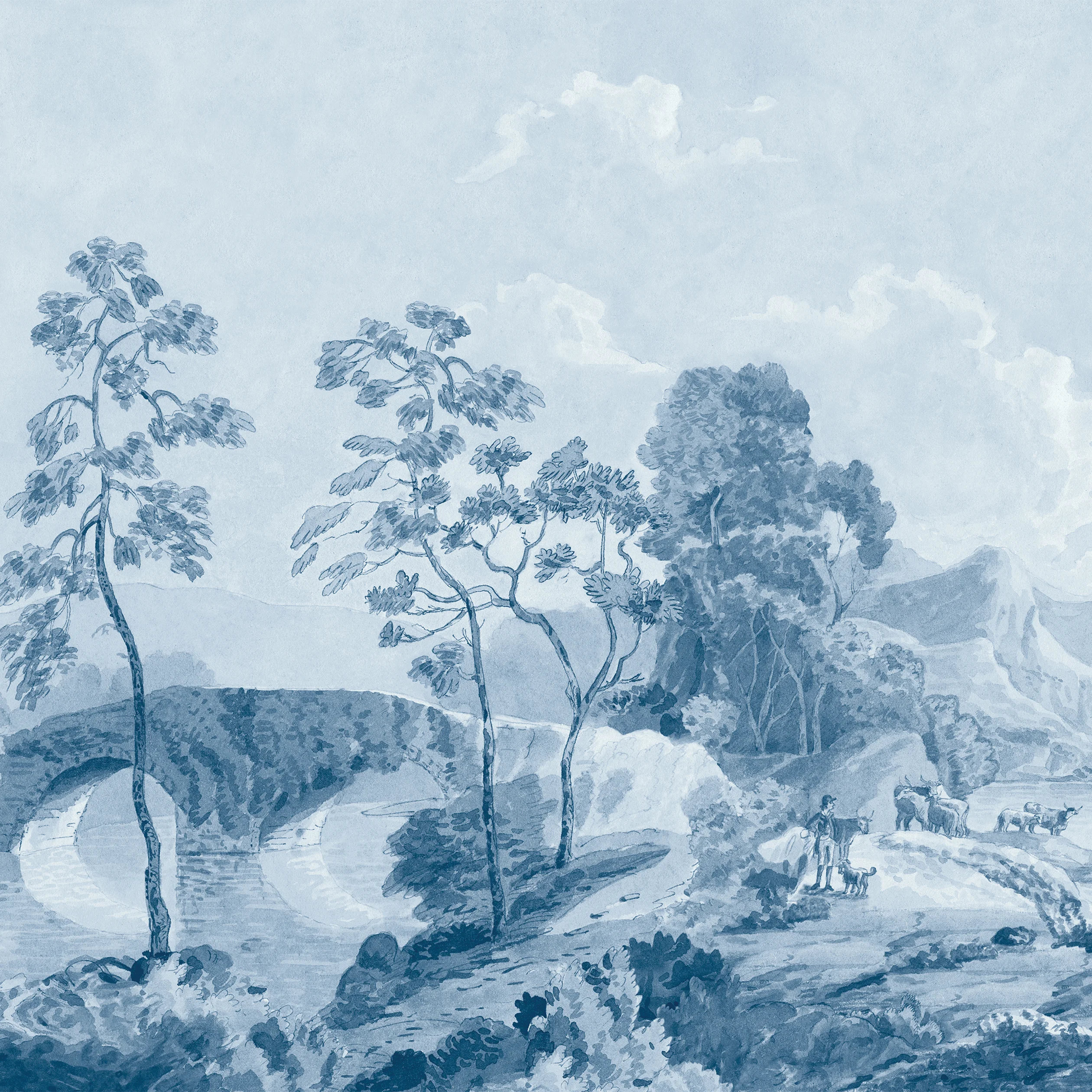 Thibaut SAVERY MURAL Wallpaper in Blue (ATM24573) Thibaut SAVERY MURAL wallpaper in Blue
