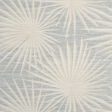 Thibaut PALM FROND wallpaper in Metallic Silver on Beige