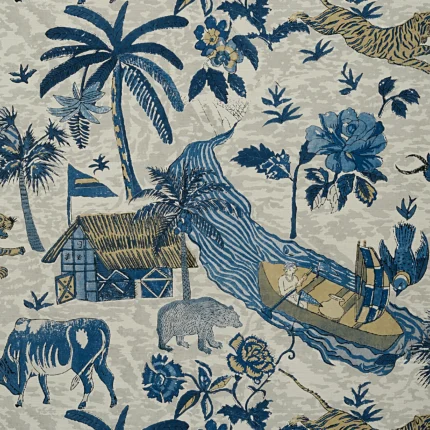 Thibaut TIGER RESERVE Navy Colony Wallpaper T10230